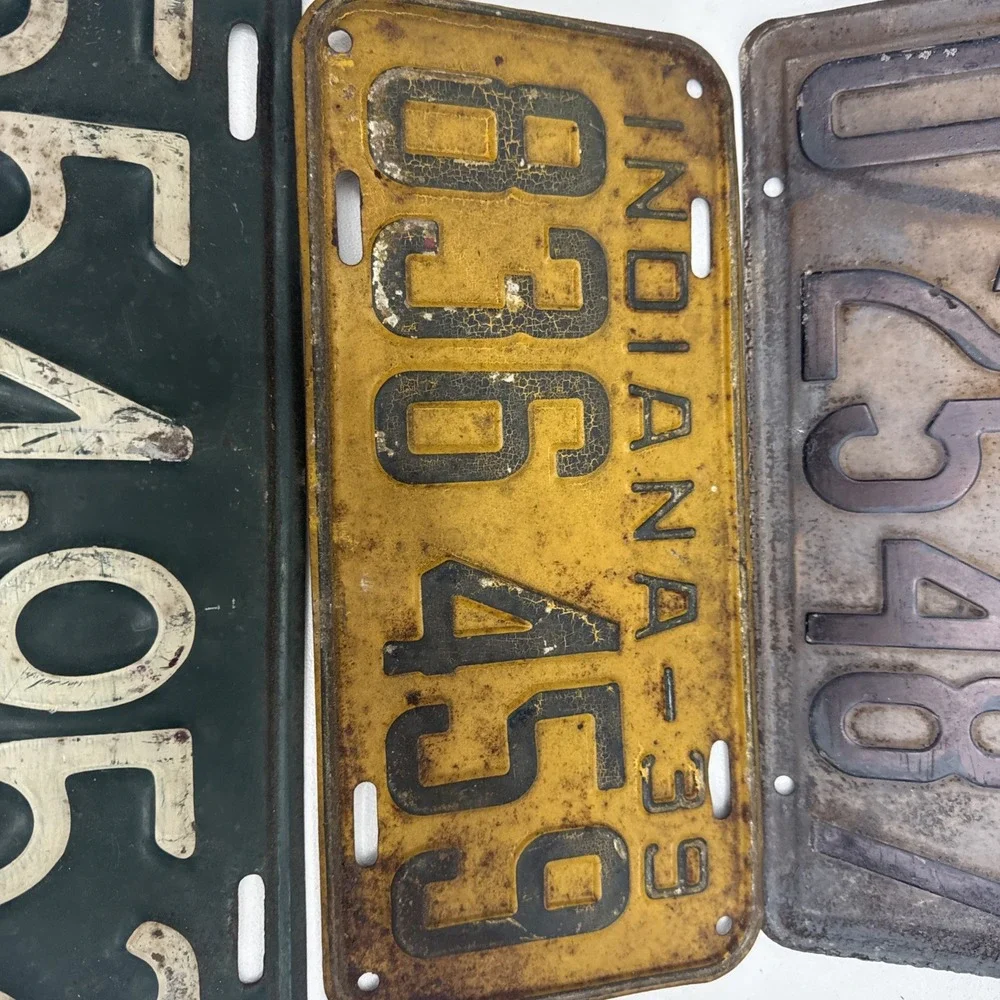 Vintage 1936 Michigan, 1939 Indiana And 1939 Massachusetts License Plates